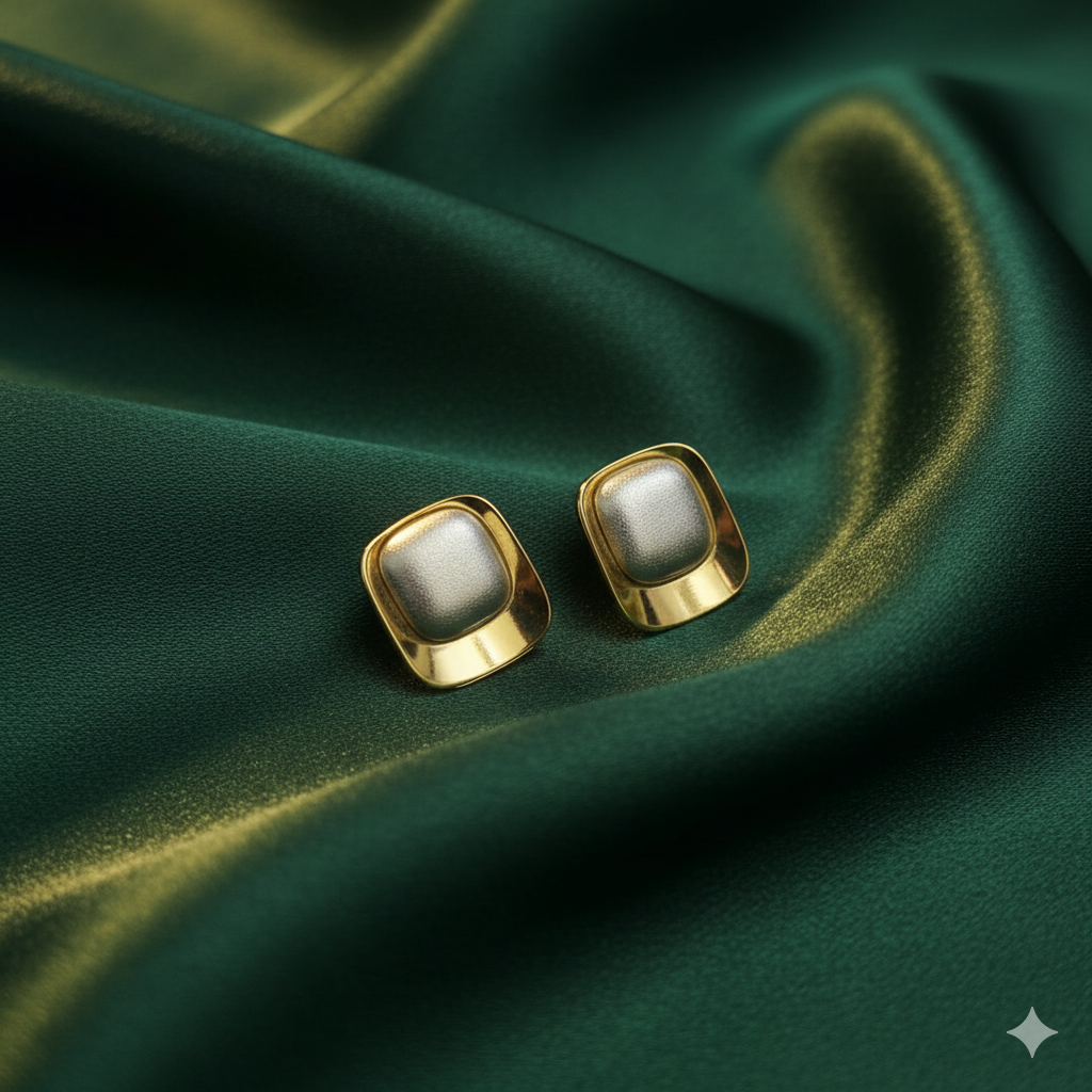 Celeste Classic Square Gold Studs