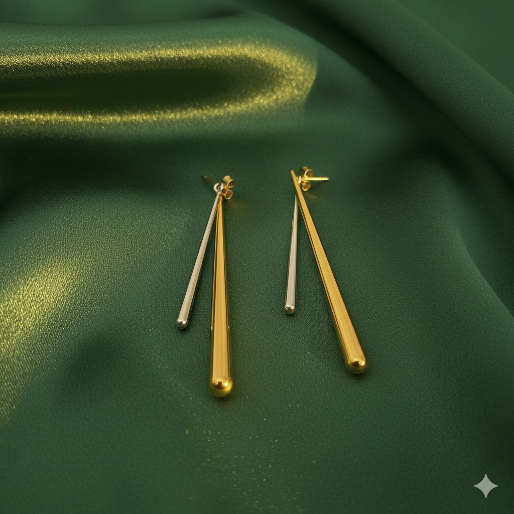 Dual-Tone Linear Drop Earrings