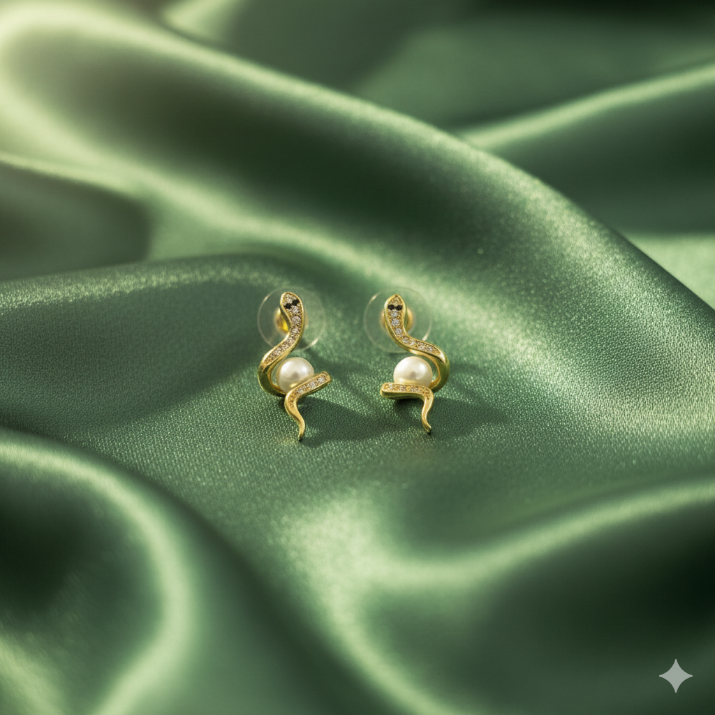 Serpentine Pearl Glow Stud Earrings