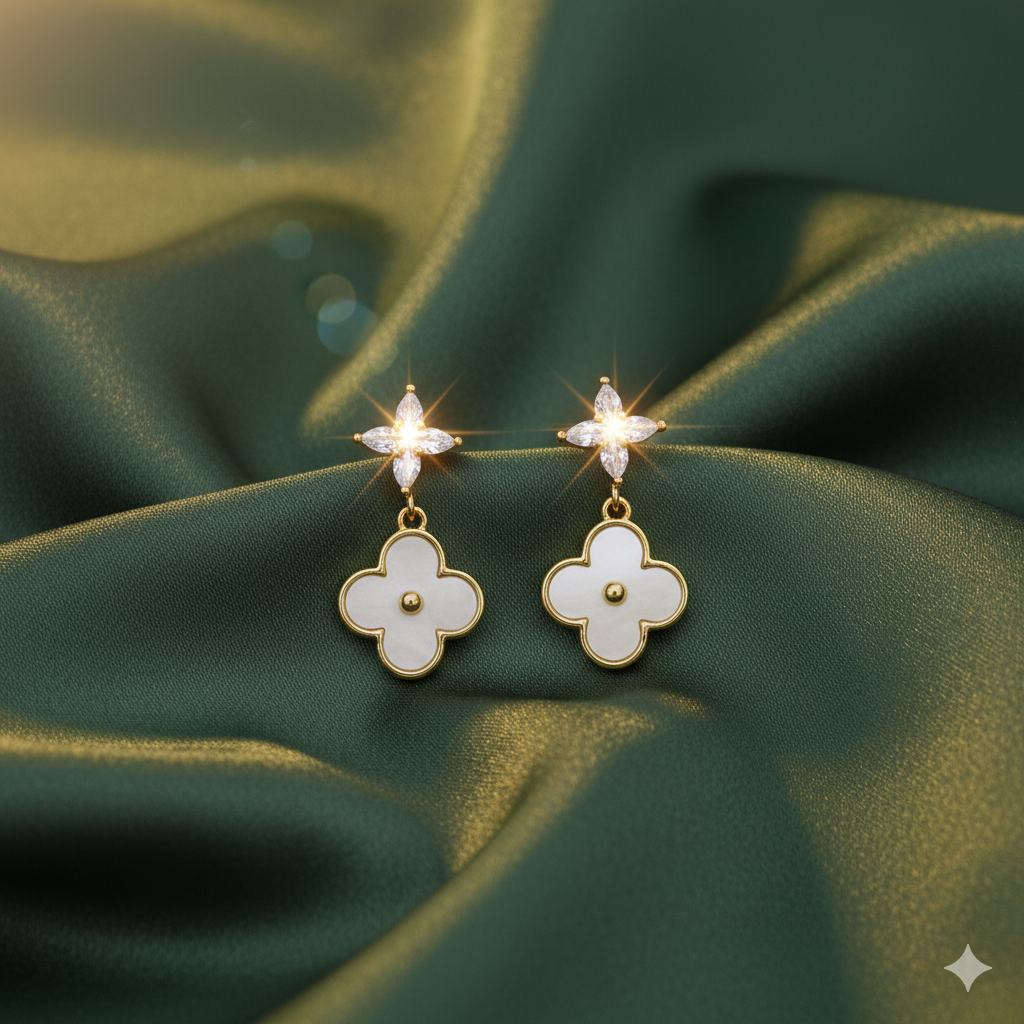 Clover Crystal Drop Earrings