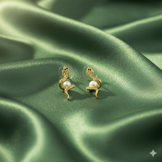 Serpentine Pearl Glow Stud Earrings